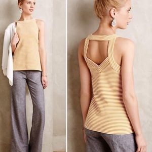 Anthropologie Deletta Isa Tank Yellow Stripe Sz S